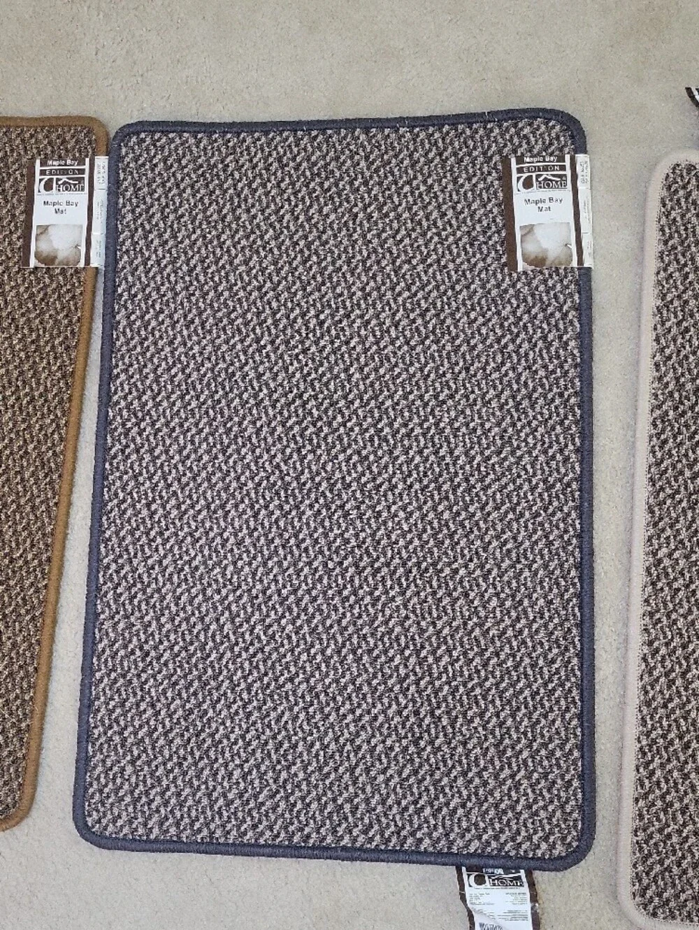 Set of 3 indoor mat, blue biege brown new w tags non-slip back Size is 20